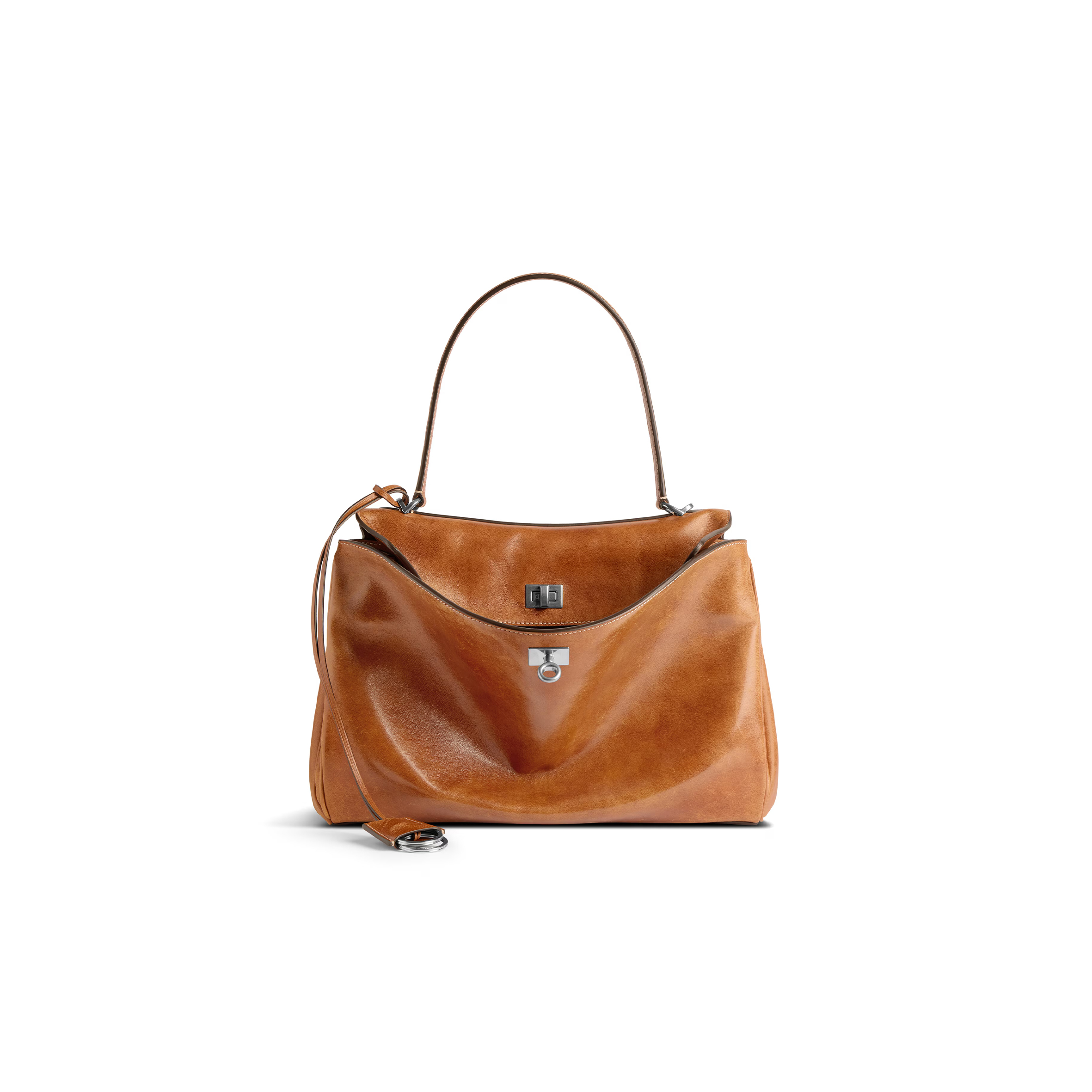 BALENCIAGA WOMEN'S RODEO HANDBAG MEDIUM IN TAN COWBOY 7897722ABP72753 (35*23.3*10.9cm)